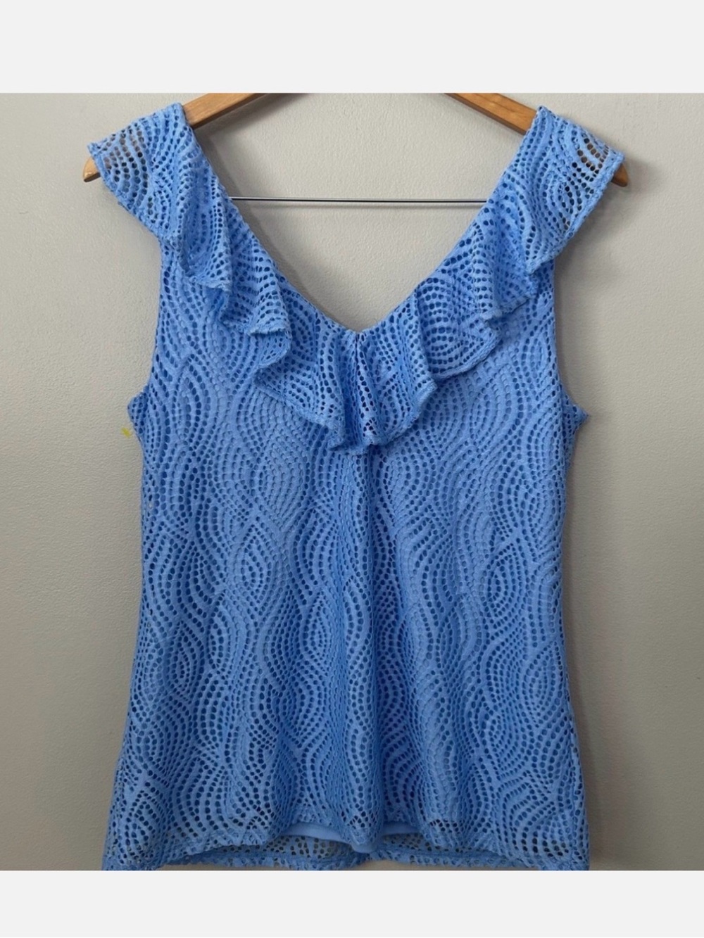 Lilly Pulitzer Sky Blue Lace Ruffle Camisole